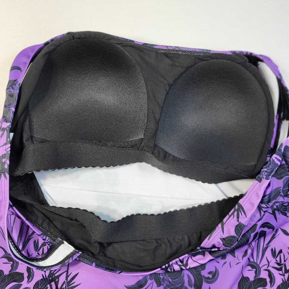 Swimsuits For All Aquabelle Tankini TOP Womens Size 20 Purple Black Floral NWT - Picture 11 of 14